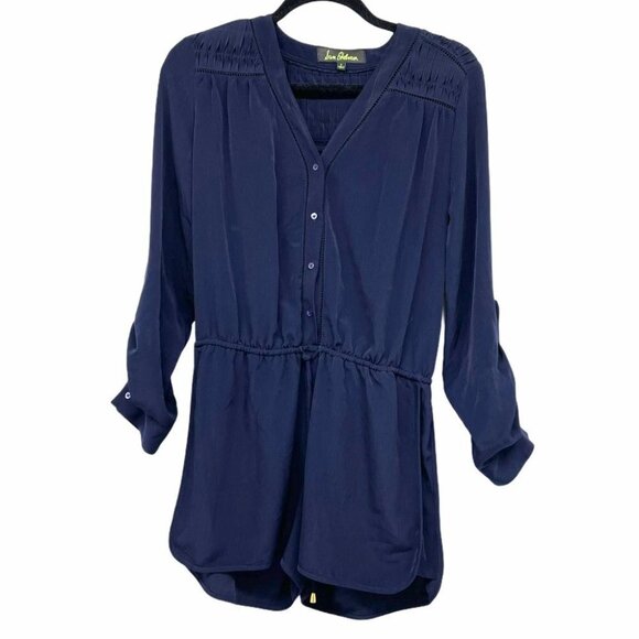 Sam Edelman Navy blue buttoned romper 3/4  sleeve - Picture 1 of 15